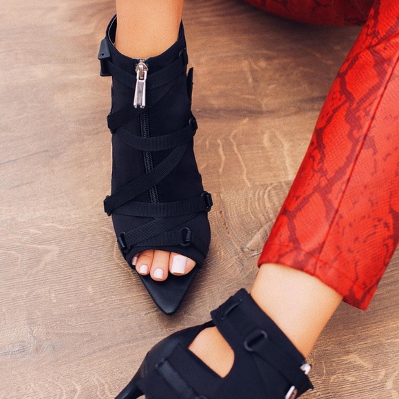 Last Size 6.5 🖤Zipper Trim Lace-Up Stiletto Heel - Picture 8 of 8